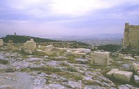 Athen - Links das Philopappos-Monument auf dem Musenh�gel (Philopappos)